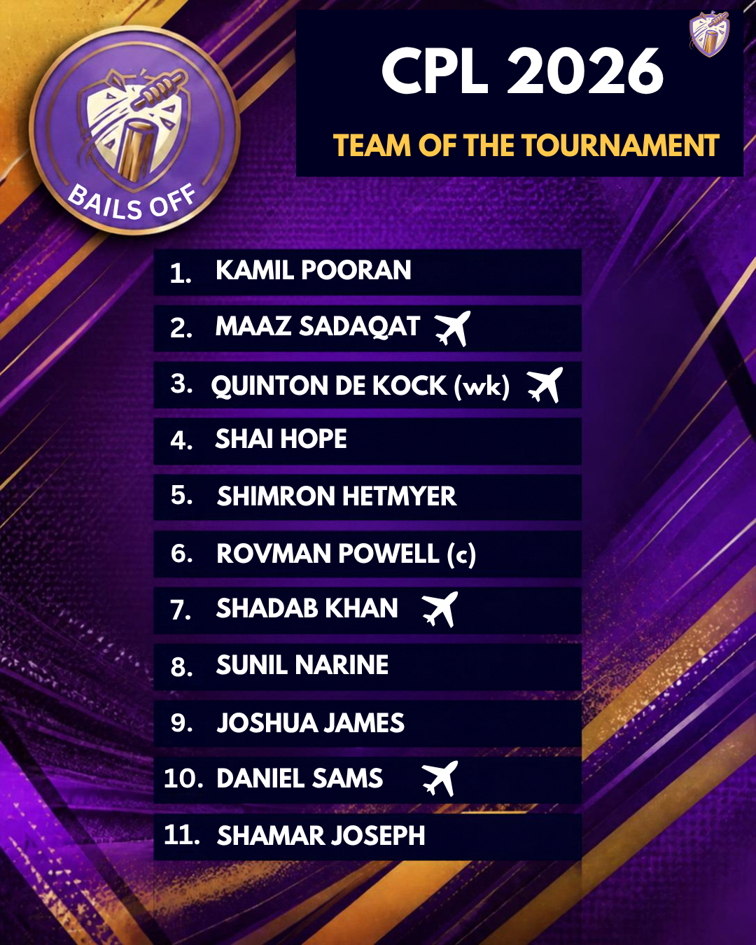 CPL 2026 Team of the Tournament